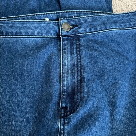 Free People- Dark Wash Stretch Denim Extra Large Flare Bell Bottom Jean Pants - Picture 7 of 8